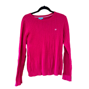 IZOD Women's Cable Knit Sweater Hot Pink Medium